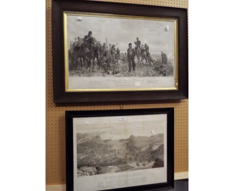 A print of 'Balaclava, The Return, 25th October 1854' set into an oak frame and a lithograph 'The Town, Forts and Harbours of