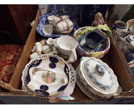 A selection of Victorian and later ceramics two include Spode Italian pattern serving bowl and plate, Royal Worcester 'Rosema