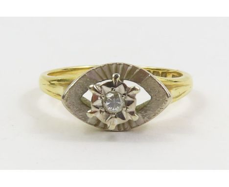 An 18ct gold illusion set single stone diamond ring, finger size M, 3.4g gross