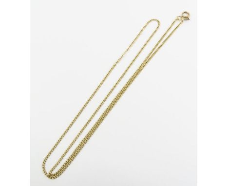 A filed curb chain, marked '750', 62cm long, 5.58g gross
