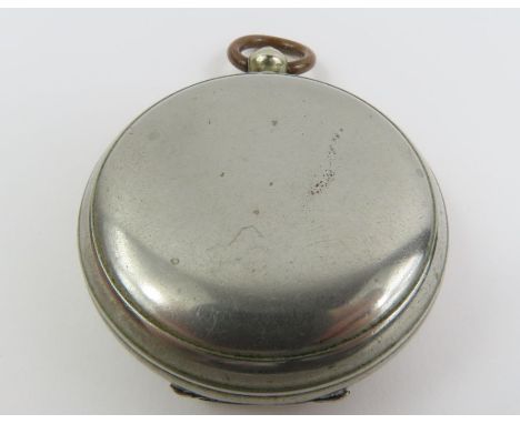 A WWI period compass in nickel case stamped with Crows Foot and dated 1916, by Short &amp; Mason Ltd