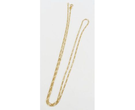 A figaro chain, marked '14k', 60cm long, 3.14g gross