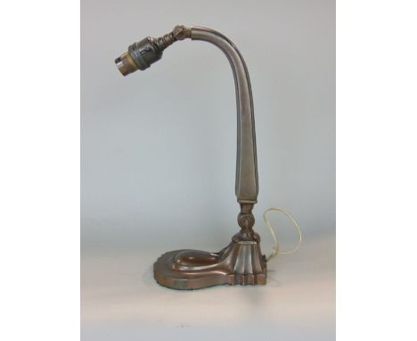 Art deco cast metal adjustable desk lamp, 32cm high