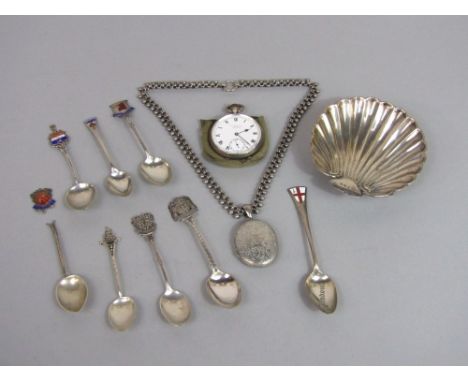 A good mixed lot of silver to include large easel picture frame, silver lever pocket watch by Wray Son &amp; Perry, Victorian