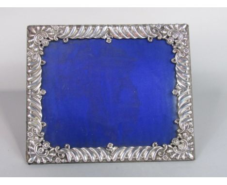 Good quality, late Victorian silver easel picture frame, the applied silver with gadrooned and floral borders, maker WC, Lond