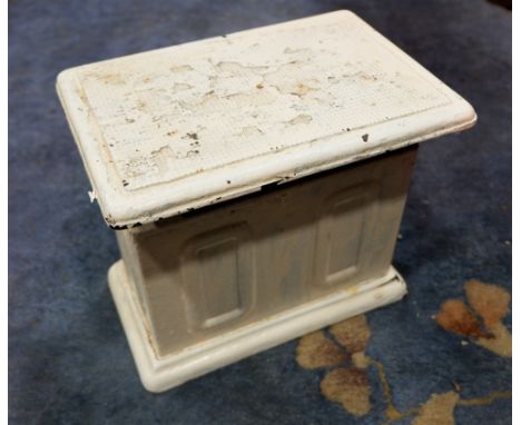 A set of vintage Belmont bathroom scales with ironwork case, enamel dial and mirror plate reflector, together with a boating 