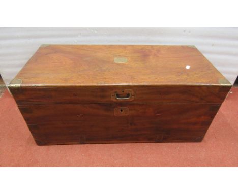 A 19th century camphor wood and brass banded travelling trunk, 70cm wide