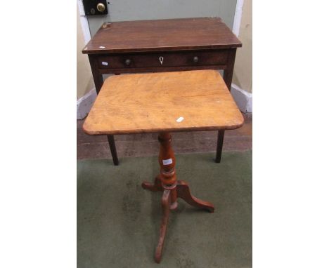 Small Georgian mahogany side table with frieze drawer raised on square tapered legs, with boxwood banded borders, together wi