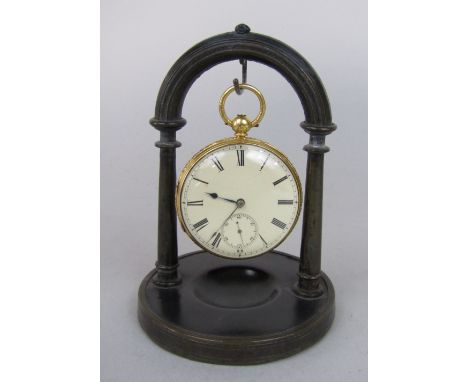 William McFerran of Manchester 19th century 18ct pocket watch, the enamelled dial with Roman numerals and subsidiary second d