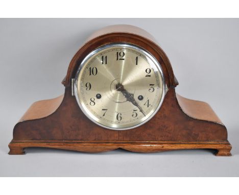 A Mid 20th Century Walnut and Burr Mantel Clock, 41cms Wide 