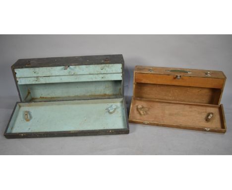 Two Vintage Carpenter's Tool Boxes with Fitted Interiors, 84cms and 67cms Wide 