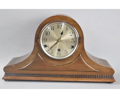 A Mid 20th Century Westminster Chime Napoleon Hat Mantel Clock, Hinge to Glass Door Requires Attention 