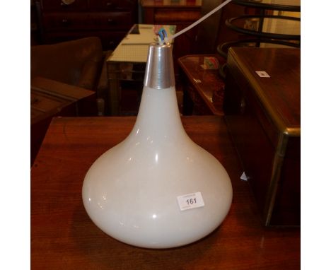 An opaque glass pendant light, H:30cm