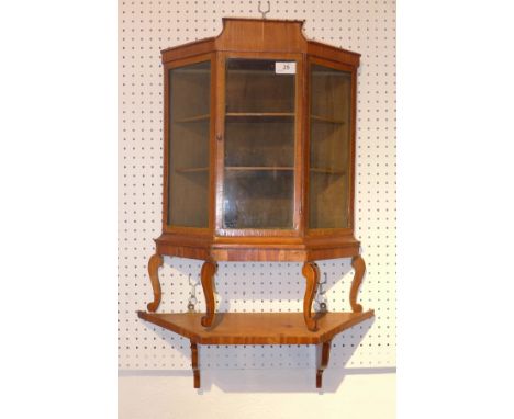 Apprentice piece glass fronted cabinet, inlaid walnut with display shelf, 58cm without shelf