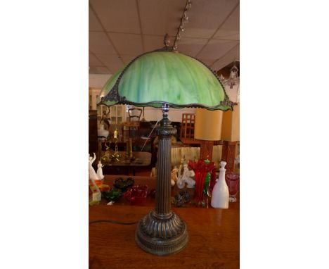 A Tiffany style lamp with green shade, H. 75cm