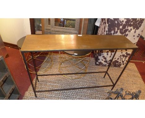 A contemporary bronzed top console table, H:71cm W:99cm D:25cm