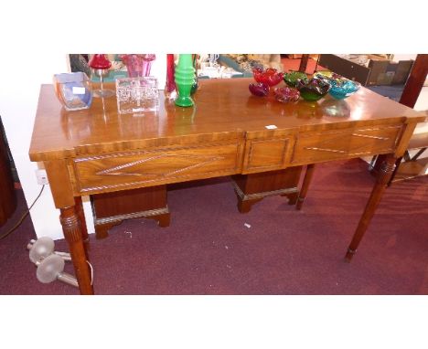 A 19th Century mahogany console table with single drawer raised on gun barrel legs, H:93cm W:153cm D:60cm