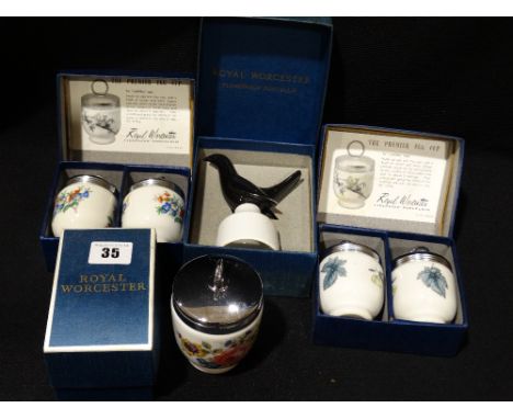     Four Boxed Royal Worcester Egg Coddler &amp; Similar Sets                           