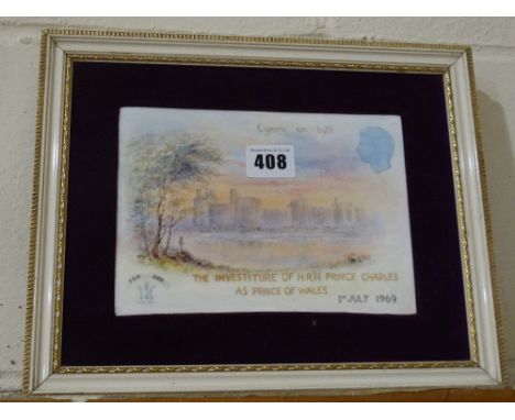     A Worcester Painted Porcelain Plaque, To Commemorate The 1969 Investiture, Signed P. Lewis                               