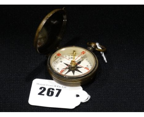     A Lacquered Brass Finish Pocket Compass                                         