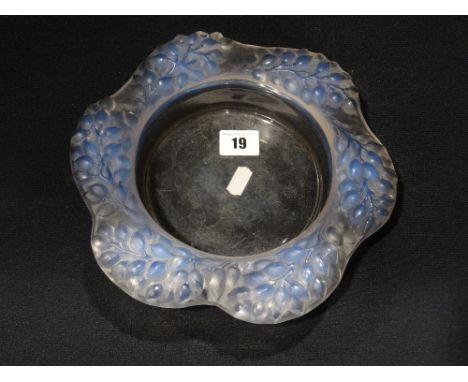     A Rene Lalique Circular Opalescent Bowl With Moulded Leaf &amp; Branch Border, Etched Mark To The Base R. Lalique, 9.5" A