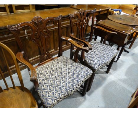     A Pair Of Chippendale Style Mahogany Carver Chairs                              