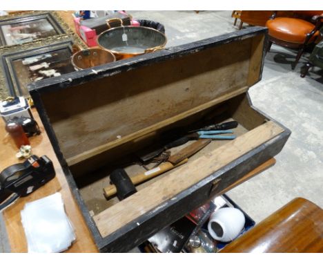     An Early 20th Century Carpenters Tool Chest, Together With A Small Quantity Of Tools                                     