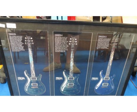 A pair of limited edition guitar prints  - Paul Reed Smith Guitars [ PRS ]  with mention of Rick Hogue [ garrett park guitars