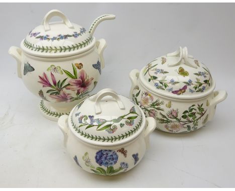 Portmeirion Botanic Garden soup tureen and cover with ladle and two graduated tureens and covers (3) Condition Report Click h