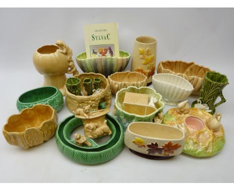 Collection of Sylvac pottery to include Scottie with Basket no. 2054, Rabbit planter no. 1153, shell planter no. 513, Rabbit 