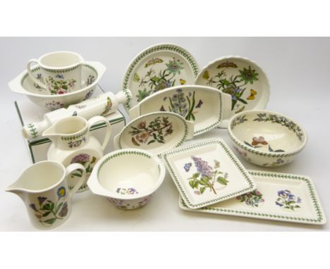 Portmeirion Botanic Garden kitchenalia comprising boxed colander, rolling pin, jugs, serving dishes, quiche dish, large servi
