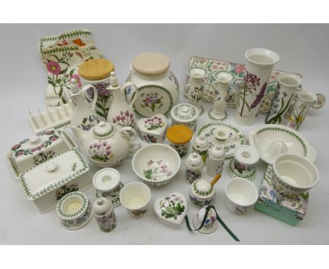Portmeirion Botanic Garden trinkets, pair candlesticks, salt & pepper shakers, oil & vinegar bottles, lemon squeezer, toast r