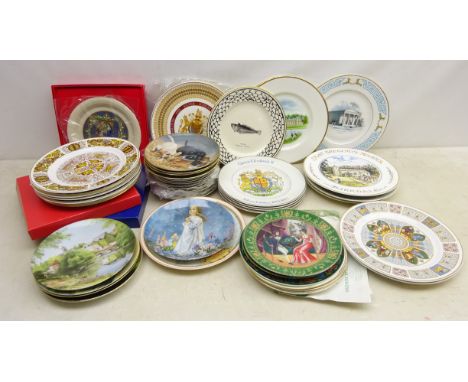 Large collection of collectors plates to include a set of seven Spode Celtic plates, Royal Doulton commemorative plate, Royal