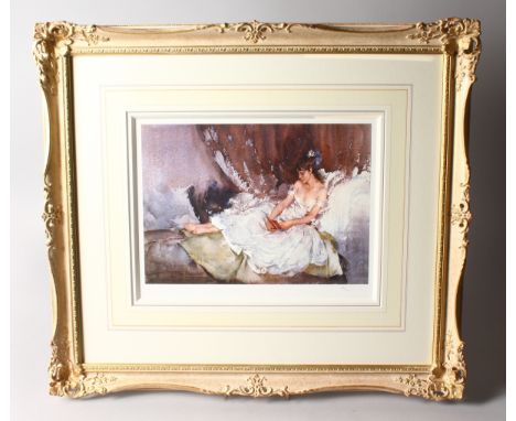 WILLIAM RUSSELL FLINT. A colour print of a young lady reading a book. 11ins x 8.5ins. No. 260/750.