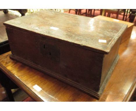 A late 17th/early 18th century oak bible box together with a trinket box  