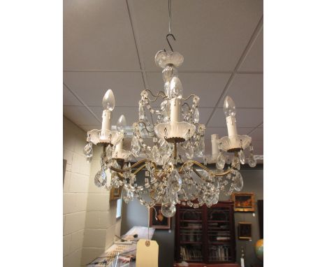 A mid 20th century six branch glass chandelier.  
