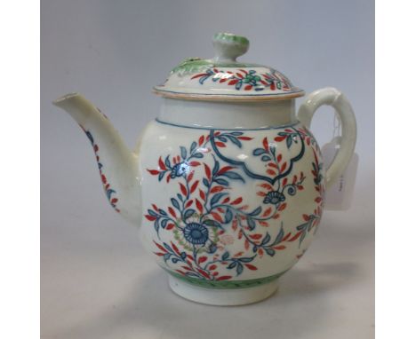 A Worcester tea pot and cover, W mark (2)  The cover has been in half and restored back together again. The spout tip has bee
