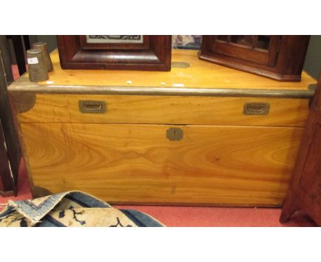 A 19th century brass bound camphorwood trunk,  