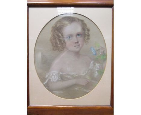 A Victorian pastel portrait of a young child and two stipple engraved prints (3)  