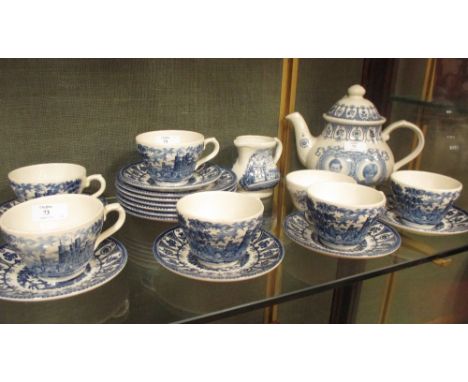 A James Broadhurst Prince Charles' wedding blue and white tea service for six  