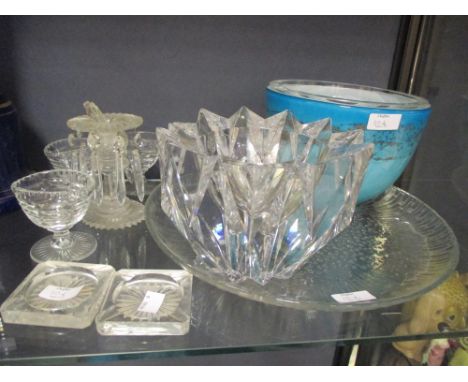 A group of 20th century and earlier glassware to include Orrefors, Ahlstrom Riihimaki Lasi Oy, salts and others  