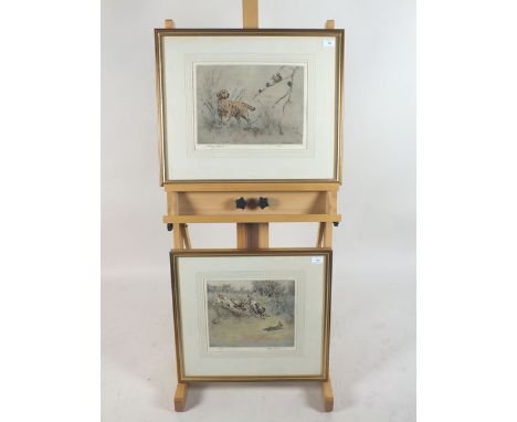 After Henry Wilkinson, a pair of signed limited edition etchings of sporting dogs, 25 x 30cm (2)