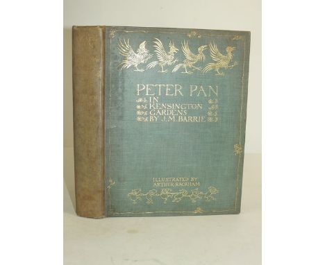BARRIE, Sir James, Peter Pan in Kensington Gardens. 4to, new edition (1912), with 50 tipped in colour plates, by Arthur Rackh
