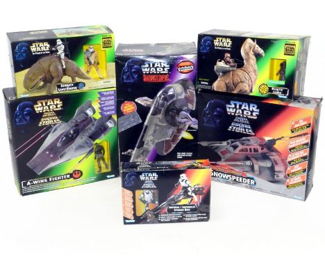 Kenner: Bobba Fett's Slave 1 Vehicle (sealed, 4cm tear to front), Rebel Snow Speeder electronic edition (sealed), Imperial Sp