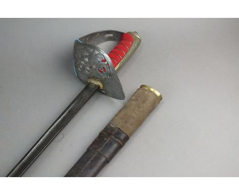 A Victorian Infantry Officer's levee sword and scabbard, the hilt with crown over VR cypher, etched blade with further cypher