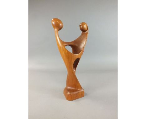A Simon Randers Mobel Fabrik Denmark teak sculpture of an embracing couple, 1960s/70s, 41cm high and a 1970s Russian lacquer 