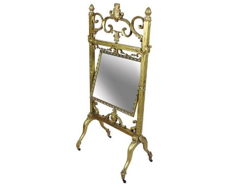 A Victorian gilt painted dressing mirror, late 19th century, in classical revival style with rectangular swing mirror plate w