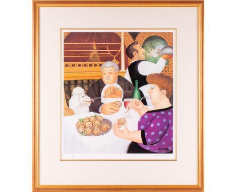 † Beryl Cook (1926-2008), 'Dining In Paris', signed limited edition print numbered 334/650, 48.5 cm x 42.5 cm framed and glaz