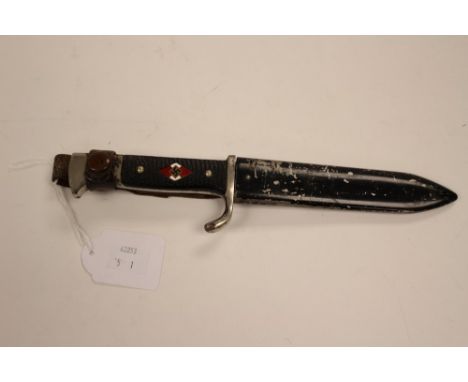WW2 Third Reich Hilter Youth dagger. Early maker marked example by "Ernst Mandewirth, Solingen". "Blut und Erhre" marked blad