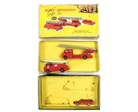 Dinky: A Dinky Fire Service Gift Set, '957', comprising: Fire Engine with Extending Ladder, '955', Turntable Fire Escape, '95